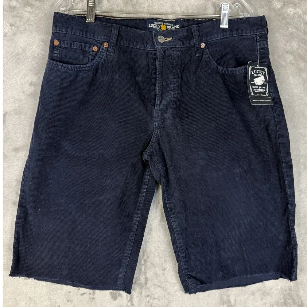 Lucky Brand Mens 221 Slim Straight Corduroy Shorts Navy Blue‎ Size 33